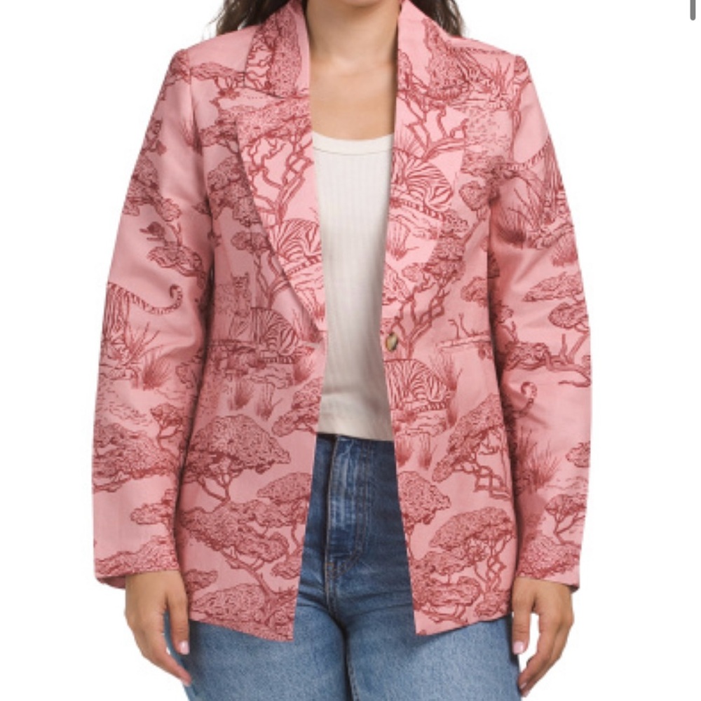 Las Surenas Women’s Linen Blend Safari Blazer In Landscape Rose | US XL |  NWT